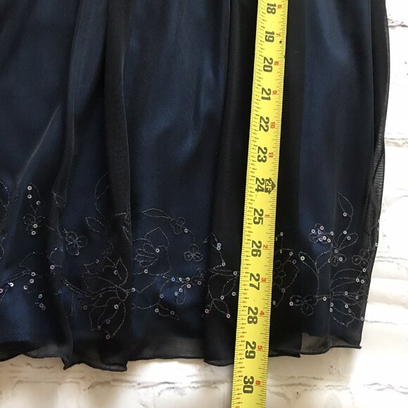 Vintage City Studio Dress Blue Black Sheer Overlay Sparkle 90s Y2K Womens Large - Picture 7 of 8